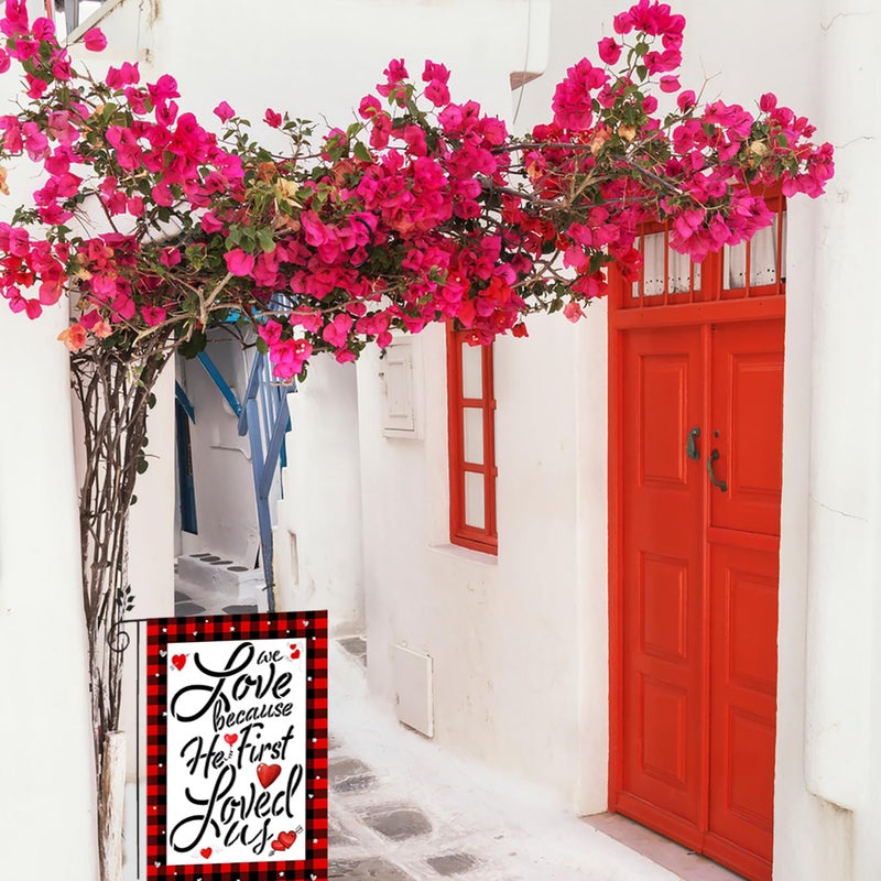 weizedm Valentines Day Garden Flag 12x18 Inch Happy Valentine's Day Heart Garden Flag Valentine's Day House Party Decorations Garden Flags Valentineâ€™s Day Flag for House Yard Outdoor Decor - Image 4