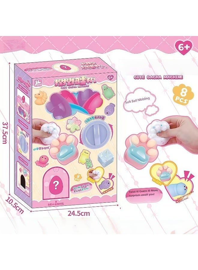 Mini Claw Machine for Kids, Home Use Doll Grabber with 8 Random Squishy Eggs, Blind Box Toy Gift for Boys and Girls Squeeze and Play - Image 2