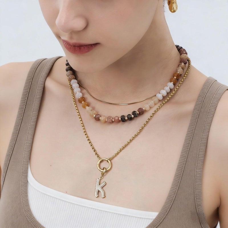 KissYan Beaded Necklaces for Women, Gemstone Bead Boho Choker, Natural Stone Handmade Fashion Autumn Winter Jewelry Gifts Rolling Dunes - Image 4