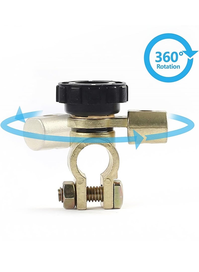 Zikra Battery Master Disconnect Cut Off Switch, 360 Degree Top Post Battery Kill Switch, 6V 12V 24V Negative Post Marine Boat Car RV Battery Saver, Car Battery Power Shut Off Isolator, Black, 2 Pcs - Image 4