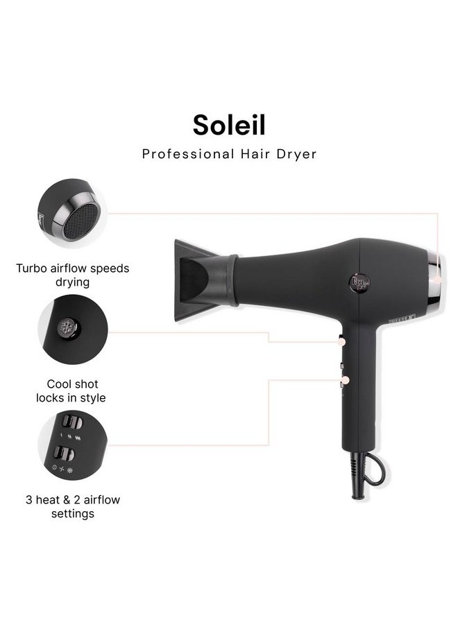 Soleil Professional Hair Dryer 3 Heat Settings & 2 Airflow Settings Cool Shot Locksin Style Professional Length Cord Best Lightweight Hair For Smooth Blowouts (Black) - pzsku/Z0452F4D52E12569465F1Z/45/_/1721024734/283cec0d-a63b-4cc9-a76c-0b0dfc4af418