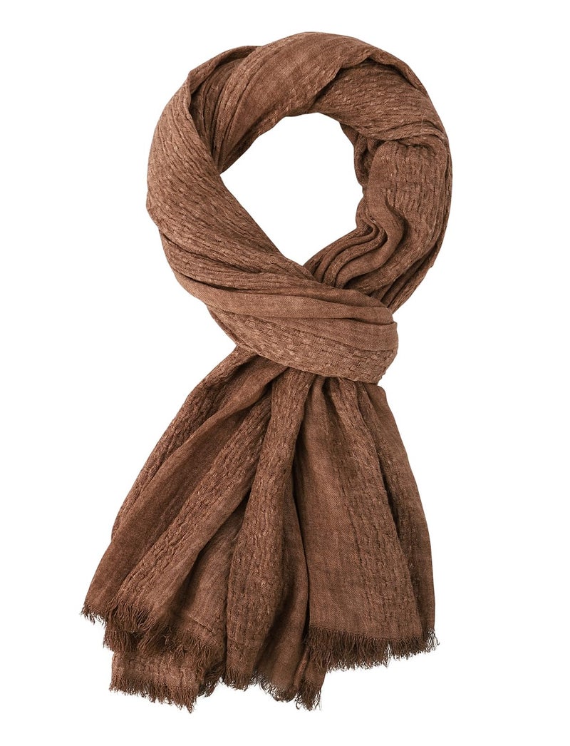 GERINLY Fashion Casual Scarf for Men Solid Color Tie Dye Neck Wrap with Tassels (M-Coffee) - Image 1