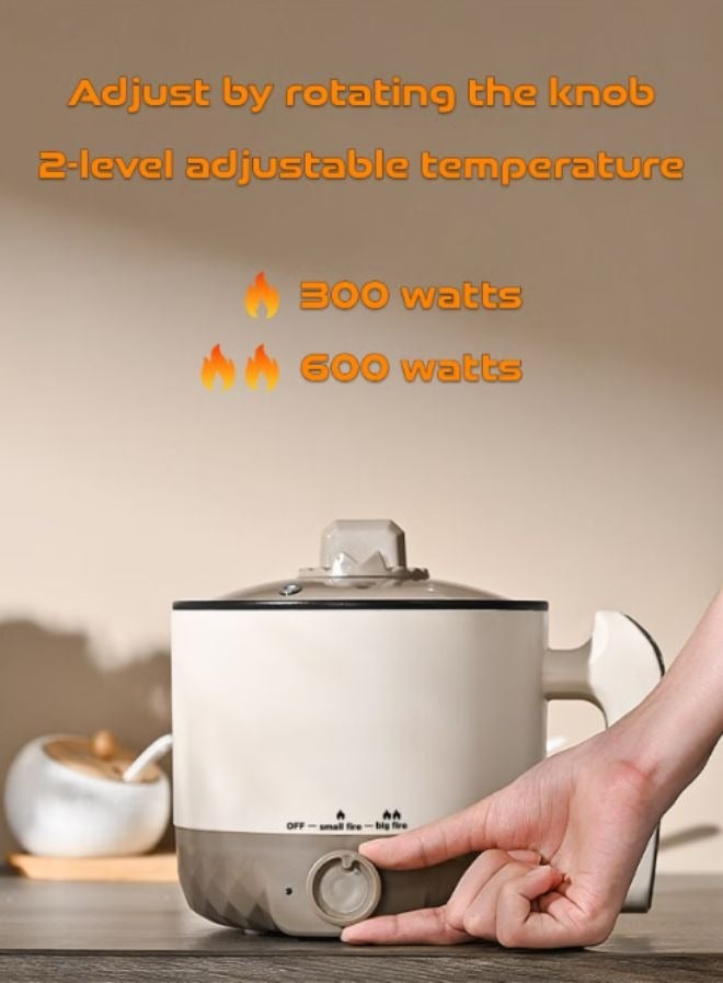 MITOYO 600W Electric Hot Pot With Stainless Steel Steamer - 1.5L Non-stick Inner Pot - Multifunctional Portable Mini Pot - Electric Skillet - Suitable for Cooking Porridge, Soup, Rice, Grilling Steak, Steaming Meat, Making Bread - Image 3