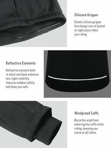 qualidyne Men's Winter Cycling Jacket Thermal Fleece Lined Windproof Softshell Warm Biking Running Hiking Coat with Pockets - Image 4