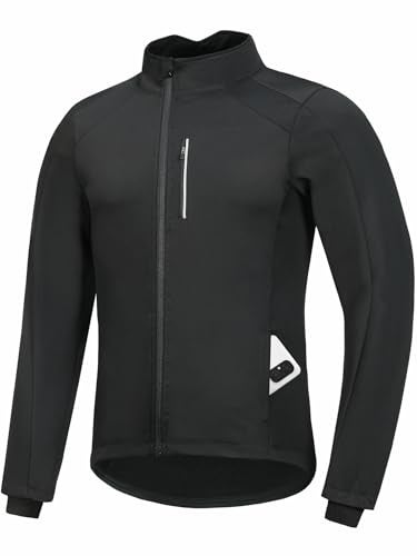 qualidyne Men's Winter Cycling Jacket Thermal Fleece Lined Windproof Softshell Warm Biking Running Hiking Coat with Pockets - Image 1