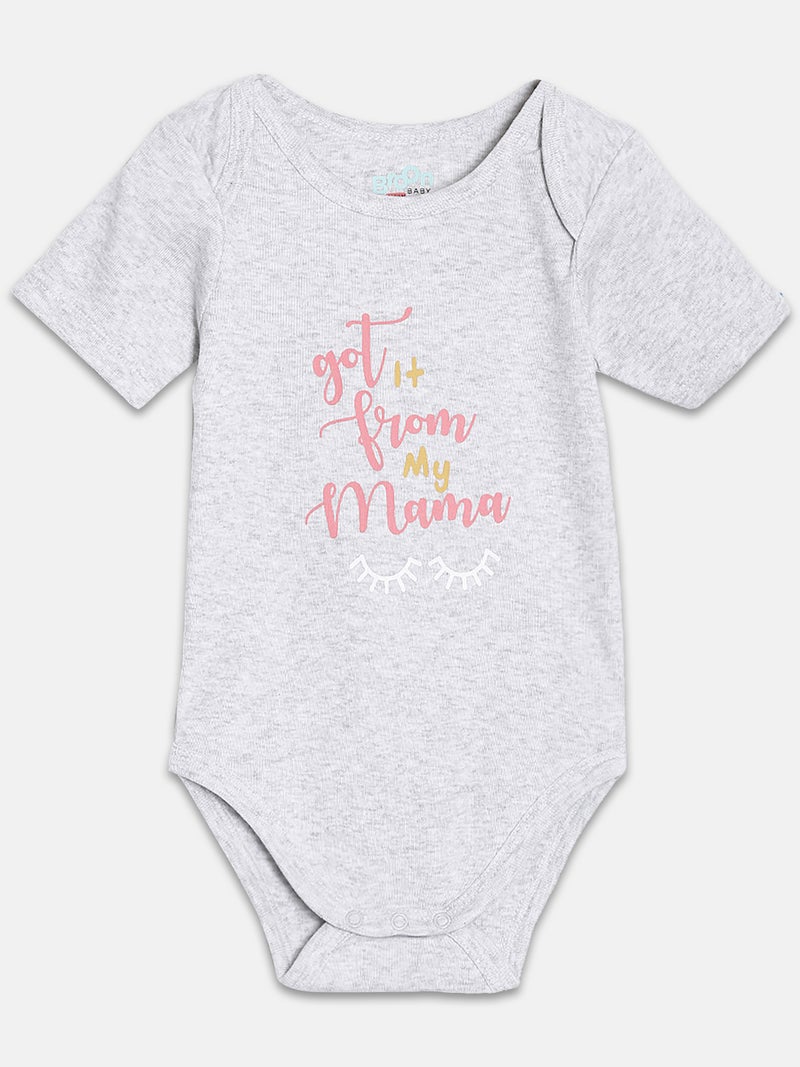 Broon Infant Girls Grey and Light Green Printed Pure Organic Cotton Bodysuit Pack of 2 - Image 2