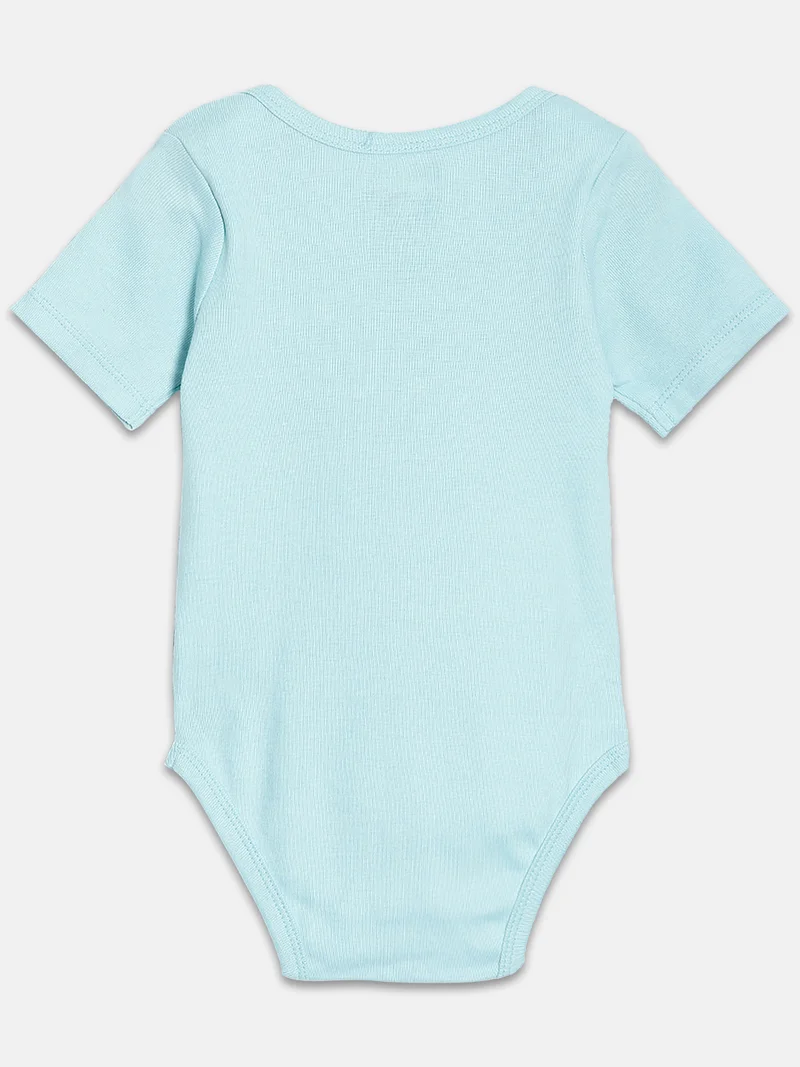 Broon Broon Infant Girls Grey and Light Green Printed Pure Organic Cotton Bodysuit Pack of 2