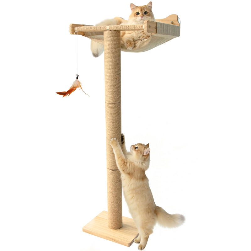 Famifit 46" Cat Window Perch with 3 Adjustable Sisal Scratching Posts, Drill-Free Suction Cups, Multi-Level Climbing Perch for Bird Watching & Play, 45 lbs Capacity - Image 1