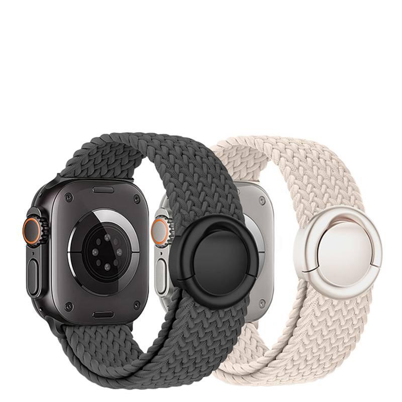 AD سوار ساعة ذكية سوار نايلون حلقي متوافق مع Apple Watch بملاءمة قابلة للتعديل وحزام بديل للاستخدام اليومي باللون أزرق قابل للتعديل باللون الأزرق - Image 2