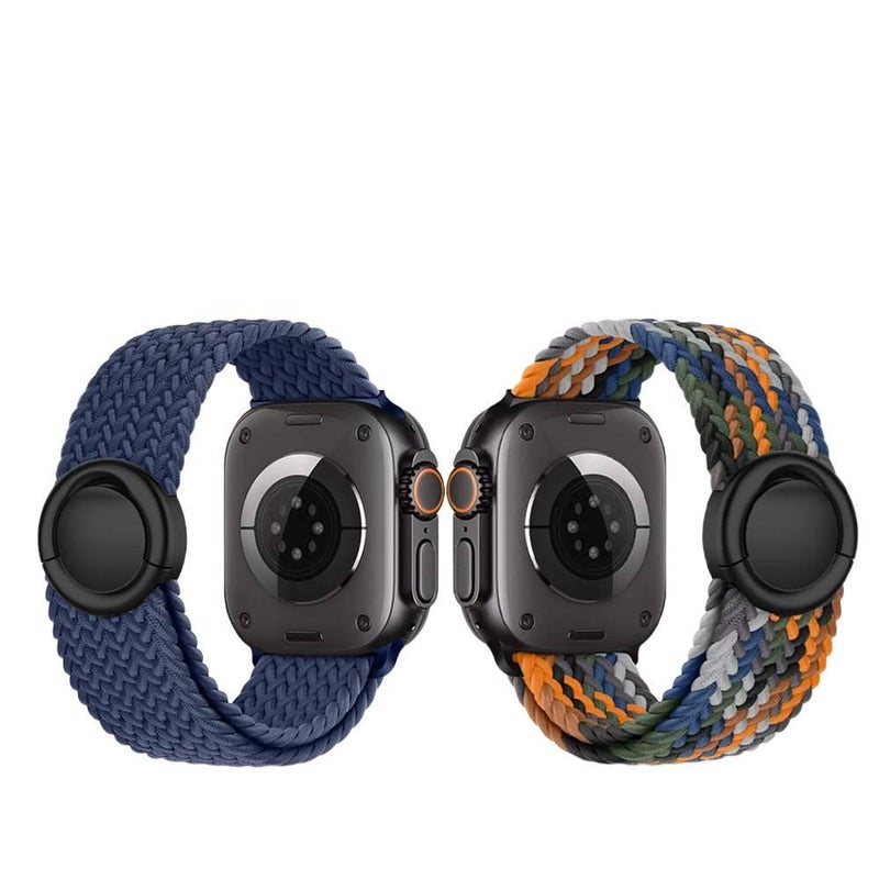 AD سوار ساعة ذكية سوار نايلون حلقي متوافق مع Apple Watch بملاءمة قابلة للتعديل وحزام بديل للاستخدام اليومي باللون أزرق قابل للتعديل باللون الأزرق - Image 3