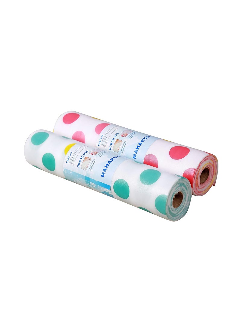 Maharsh Maharsh Printing Antibacterial Cabinet Plastic Polka Dot Foam Household Wardrobe Moisture Drawer Pad Waterproof Non-Slip Paper Kitchen Cupboard Liners Roll Mat(Multicolour) (2, 30x300)  - Image 1
