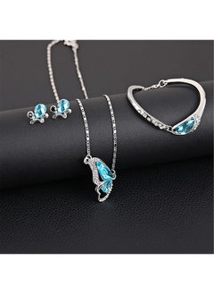 erorex Butterfly Jewelry Set Butterfly Stylish Chain Pendant Necklace Silver Butterfly Pendant Necklace Earrings Bracelet Set Butterfly Necklace Birthstone Jewelry For Women Girls  - Image 4