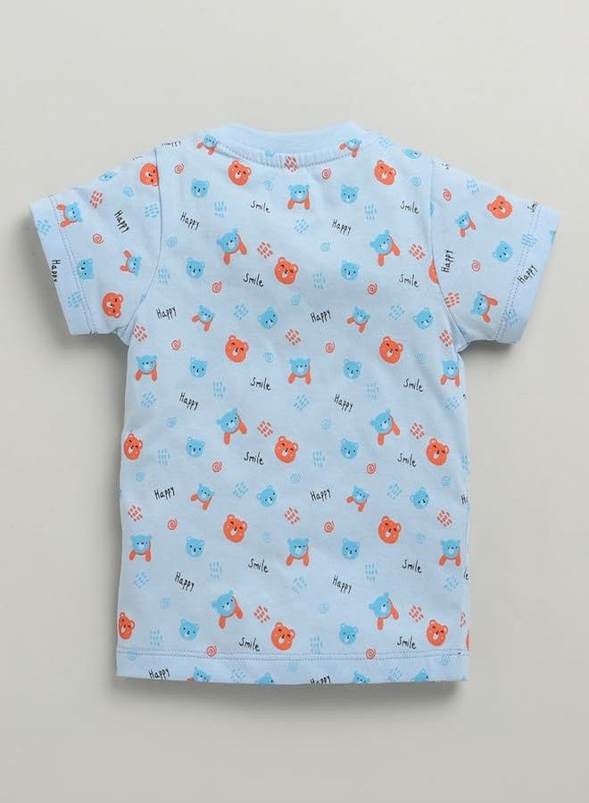 BUMZEE Baby Boys Cotton Half Sleeves Jabla & Short Set Sky Blue - 0-3 Months (Peb10195B-sbl) - Image 3