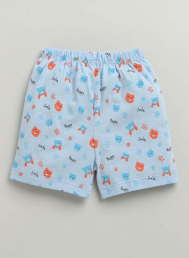 BUMZEE Baby Boys Cotton Half Sleeves Jabla & Short Set Sky Blue - 0-3 Months (Peb10195B-sbl) - Image 4