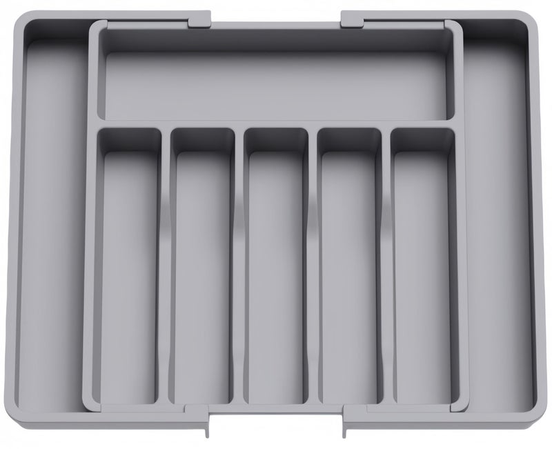 nihao Silverware Drawer Organizer, Expandable Utensil Tray for Kitchen, BPA Free Flatware and Cutlery Holder, Adjustable Plastic Storage for Spoons Forks Knives, Large,Stretch Out The Cutlery The Stowed Box Can Be Retracted Into Shape, Grey,33-57*38*5 CM - Image 1