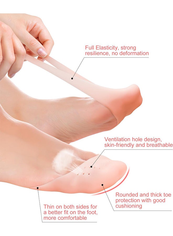 Captaintech 2 Pairs Silicone Gel Toe Caps, Soft Silicone Gel Toe Protectors Covers Toe Caps Metatarsal Pads Ballet Pointe Pads with Forefoot Cushion Ballet Pointe Dance High Heel Shoe Pads, White And Orange - Image 4