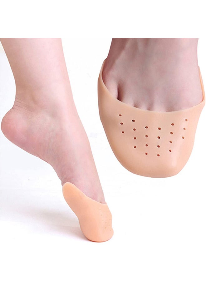 Captaintech 2 Pairs Silicone Gel Toe Caps, Soft Silicone Gel Toe Protectors Covers Toe Caps Metatarsal Pads Ballet Pointe Pads with Forefoot Cushion Ballet Pointe Dance High Heel Shoe Pads, White And Orange - Image 2