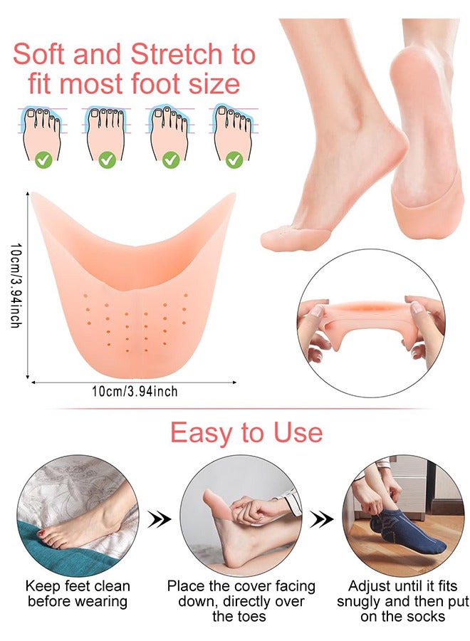 Captaintech 2 Pairs Silicone Gel Toe Caps, Soft Silicone Gel Toe Protectors Covers Toe Caps Metatarsal Pads Ballet Pointe Pads with Forefoot Cushion Ballet Pointe Dance High Heel Shoe Pads, White And Orange - Image 3