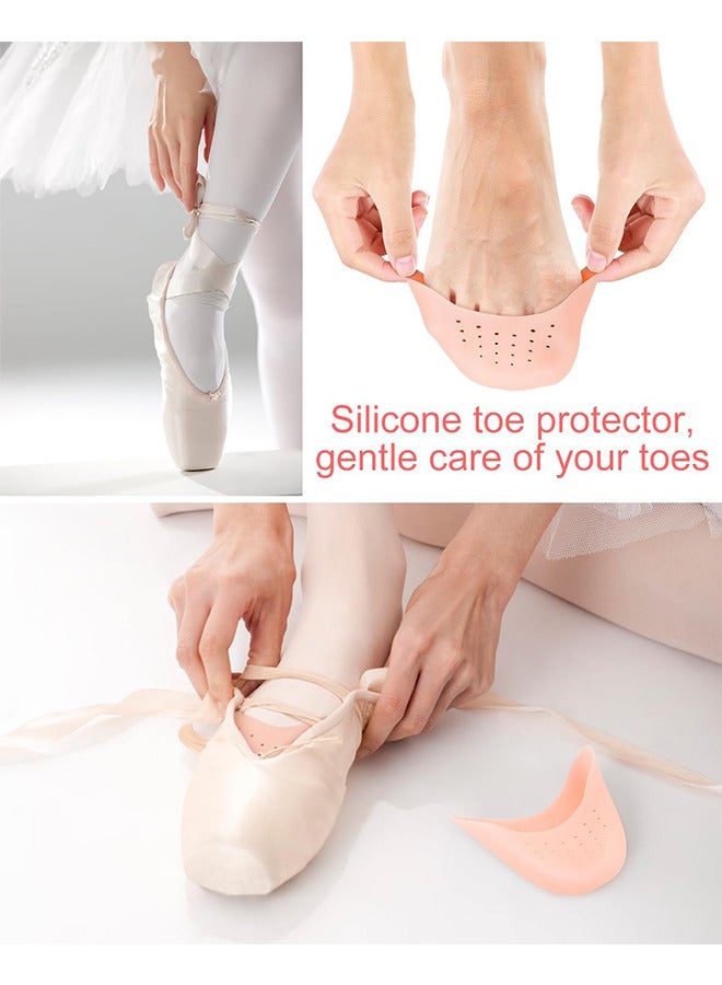 Captaintech 2 Pairs Silicone Gel Toe Caps, Soft Silicone Gel Toe Protectors Covers Toe Caps Metatarsal Pads Ballet Pointe Pads with Forefoot Cushion Ballet Pointe Dance High Heel Shoe Pads, White And Orange - Image 5