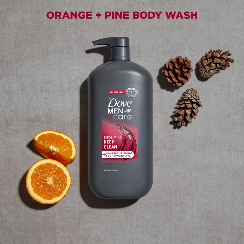 Dove Men+Care غسول الجسم والوجه دوف للرجال + العناية مقشر لتنظيف عميق للرجال مع تقنية الترطيب الميكروي المغذية لمدة 24 ساعة، 30 أونصة - Image 3