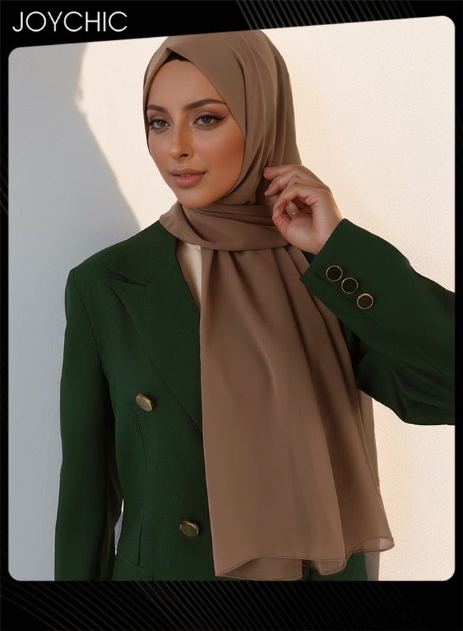 Joychic Solid Color Head Scarf Pearl Chiffon Skin-friendly Breathable Sun Protection Hijab for Women  - Image 1