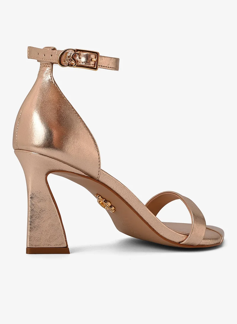 Carmen Steffens Gold Metal Detail Sandal