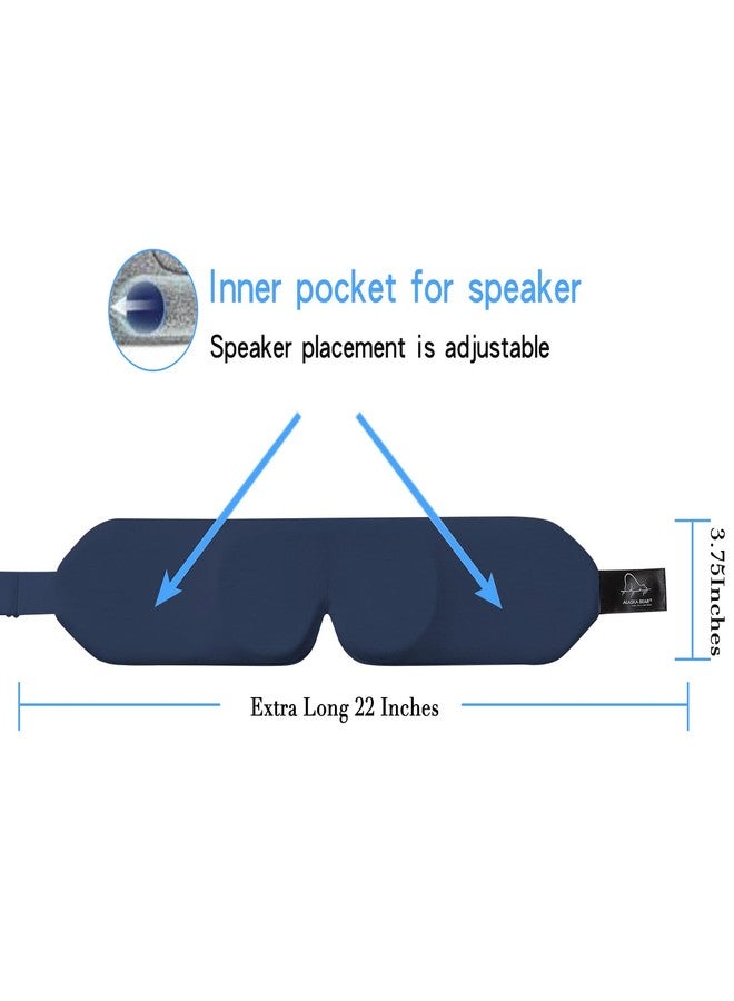 ALASKA BEAR Bluetooth Eye Mask and Sleep Headphone w/Thin Speakers, Comfortable Flat Earphones for Sound Therapy (Navy) - Image 5