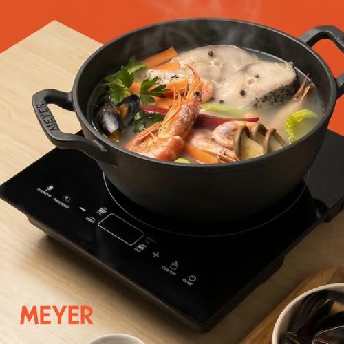 Meyer Pre Seasoned Cast Iron Kadai|Iron Kadhai with Lid for Cooking and Stir Frying | Heavy Base Iron Kadai Big Size | Gas Stove and Induction Friendly 26cm/ 3 Liters, Black - Image 5