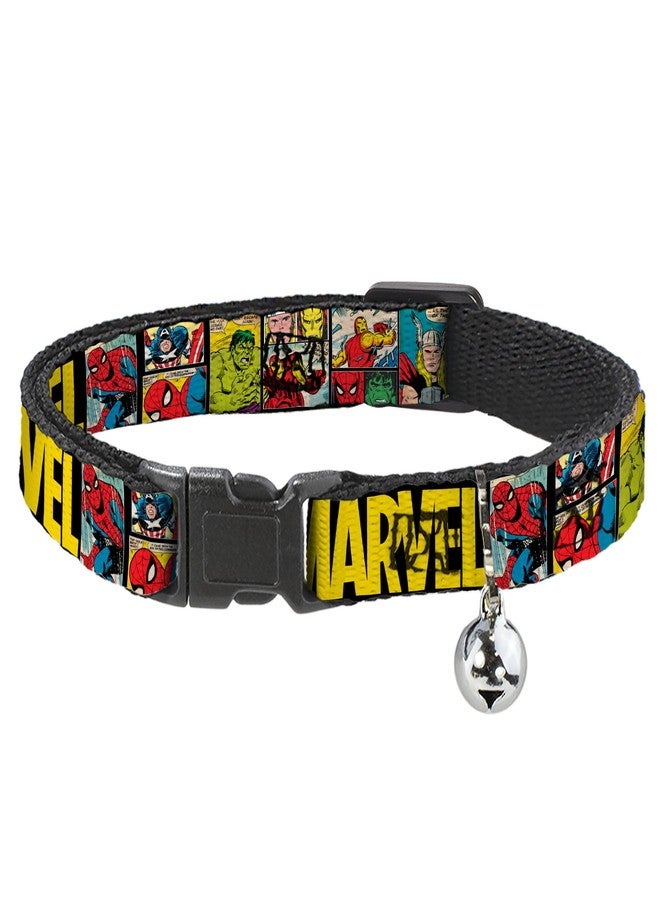 Buckle Down Cat Collar Breakaway Marvel Retro Comic Panels Black Yellow 8 to 12 Inches 0.5 Inch Wide - Image 1