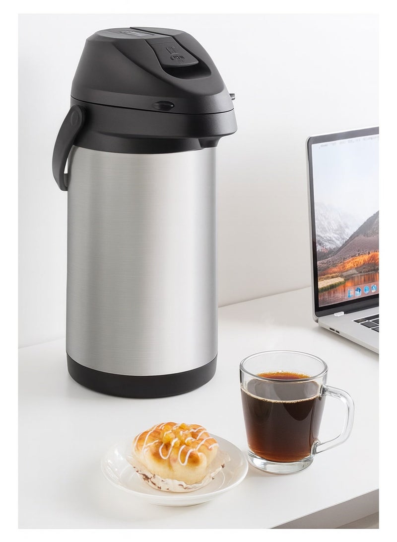 Squarecircle 1.9L Airpot Coffee Dispenser with Pump – Stainless Steel Thermal Flask for Hot & Cold Drinks – Insulated Beverage Server for Coffee, Water, Juice, Home Office and Parties - Image 5