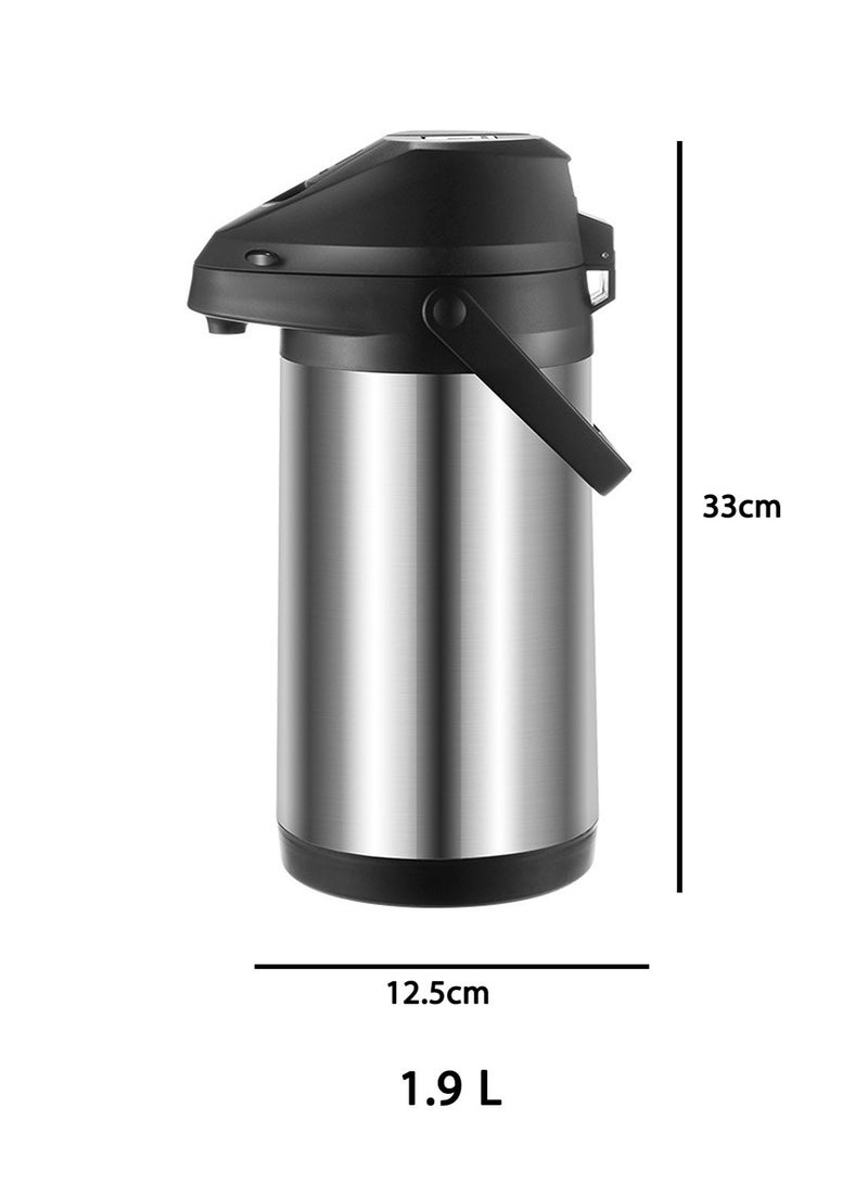 Squarecircle 1.9L Airpot Coffee Dispenser with Pump – Stainless Steel Thermal Flask for Hot & Cold Drinks – Insulated Beverage Server for Coffee, Water, Juice, Home Office and Parties - Image 3