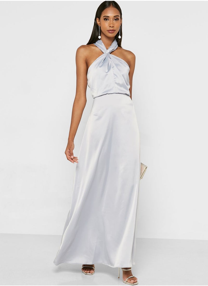 boohoo Satin Halter Neck Dress  - Image 4