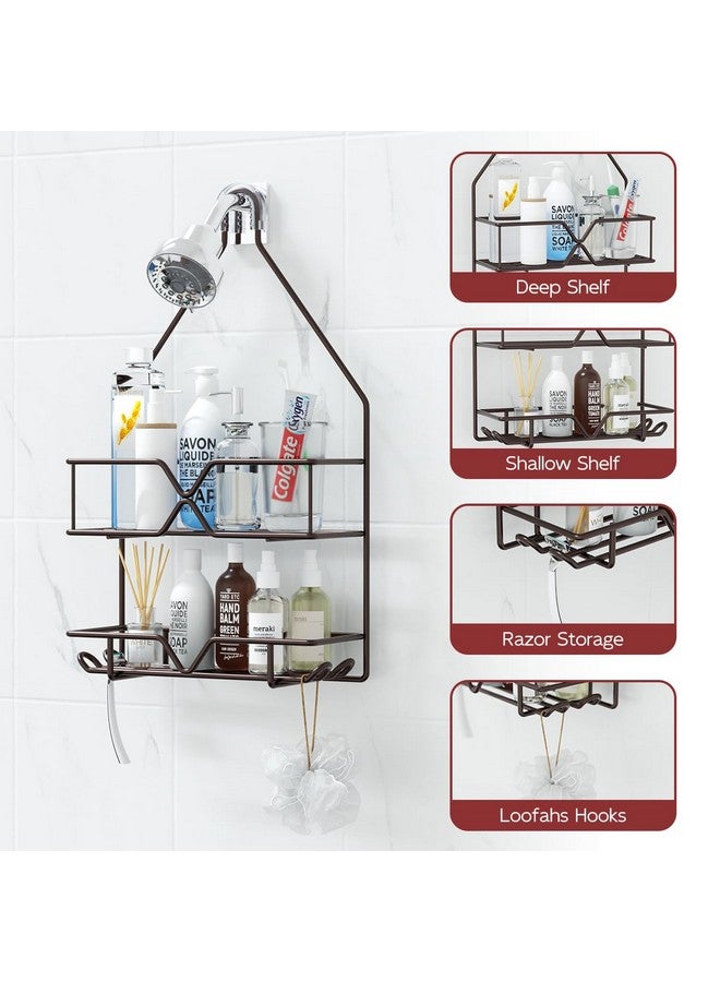 TreeLen TreeLen Shower Caddy Over Shower Head Hanging Bathroom Caddy for Shower Organizer 4 Hooks Shampoo Holder-Bronze  - Image 2