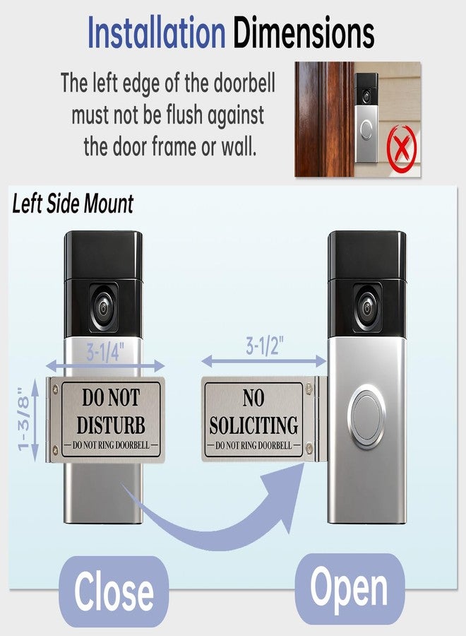 MtMinn Metal Doorbell Cover No Soliciting Sign for House & Front Door, Flipable No Soliciting Sign for Ring Doorbell, Easy to Mount, Great Gift for Home Officers and Exhausted Moms with Sleeping Baby(Left) - Image 2