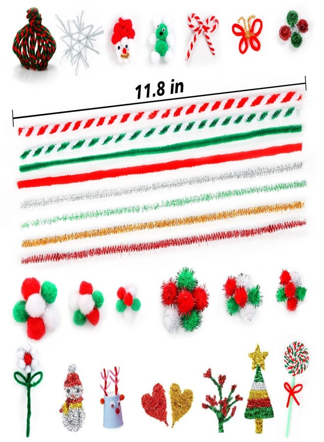 CVNDKN Christmas Pipe Cleaners,700 Pcs Pipe Cleaners Craft Set Including 200 Pcs Pipe Cleaners,400 Pcs Pom Poms Balls,100Pcs Wiggle Googly Eyes Self Adhesive Suitable for Home&School DIY Art Crafts - Image 3