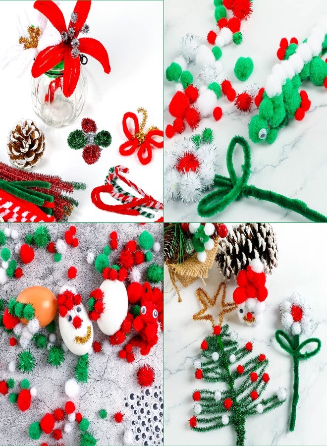 CVNDKN Christmas Pipe Cleaners,700 Pcs Pipe Cleaners Craft Set Including 200 Pcs Pipe Cleaners,400 Pcs Pom Poms Balls,100Pcs Wiggle Googly Eyes Self Adhesive Suitable for Home&School DIY Art Crafts - Image 5