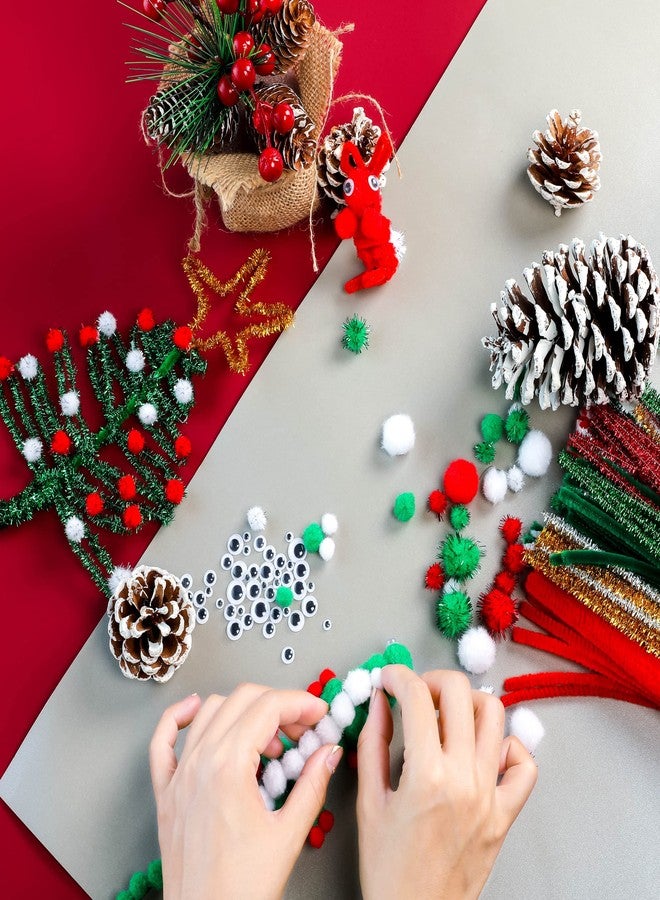 CVNDKN Christmas Pipe Cleaners,700 Pcs Pipe Cleaners Craft Set Including 200 Pcs Pipe Cleaners,400 Pcs Pom Poms Balls,100Pcs Wiggle Googly Eyes Self Adhesive Suitable for Home&School DIY Art Crafts - Image 4