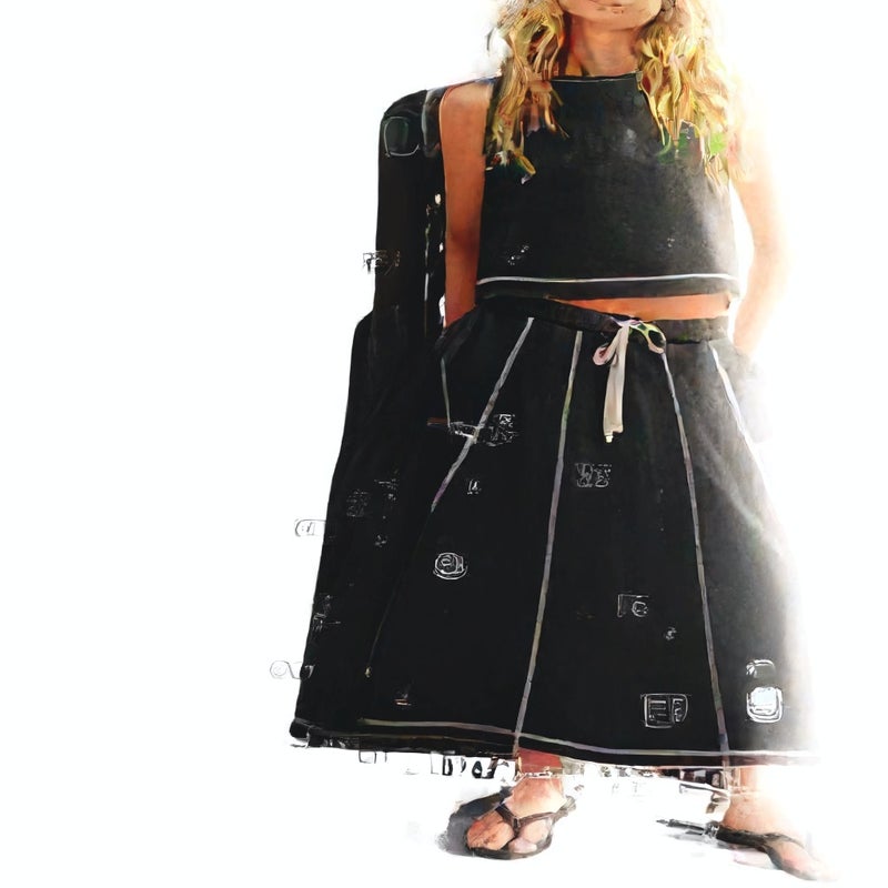 Summer Vacation Sleeveless Vest and Skirt Two-Piece Set with Pockets - Image 1