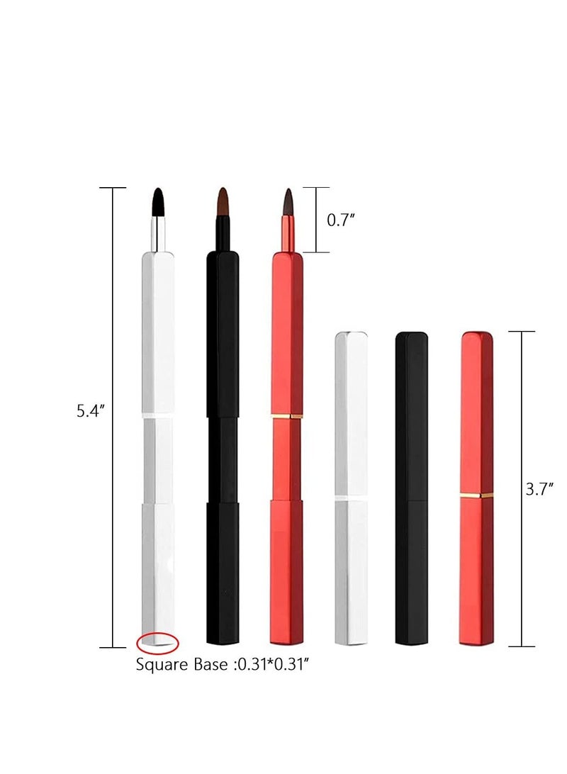 KASTWAVE 3 Pcs Lip Brushes, Aluminum Tube Retractable Lip Brush, Ladies Makeup Lipstick Lip Gloss Applicator, Lipstick Brush Supplies for Beauty (Black+Silver+Red) - Image 5