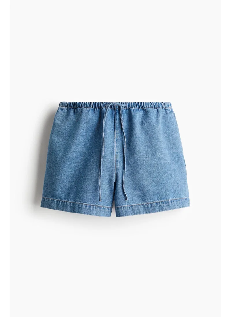 اتش اند ام Denim drawstring shorts
