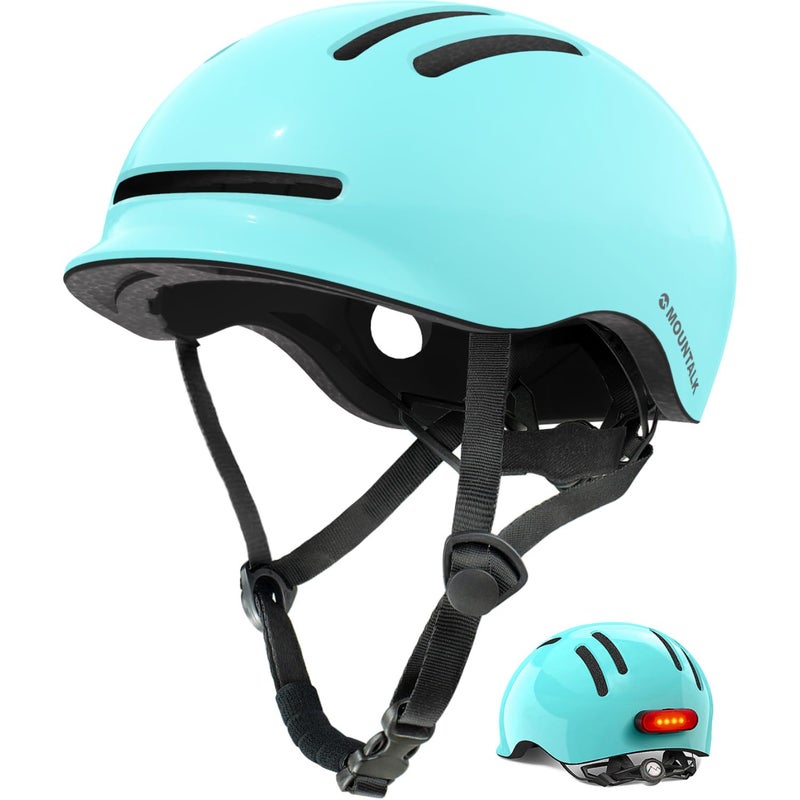 MOUNTALK Bike Helmets for Adults Men Women,Mens/Womens Cool Bicycle Helmet with Magnetic Rear LED Light,Youth Boys/Girls Helmet (Shiny Aqua,M) - Image 1