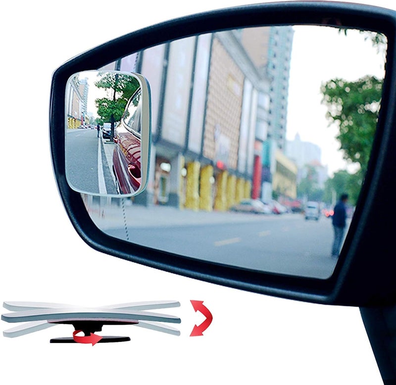 Woscher W1657 Blind Spot Mirror for Car, Rear View Convex Mirror Car Accessories Exterior, Stick On Frameless Mirror Fits All Cars(Set of 2, Rectangular) - Image 1