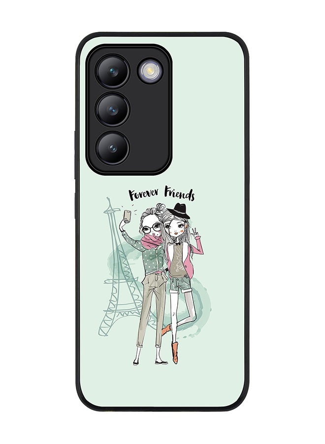 Stylizedd Rugged Black edge case for Vivo V30 Lite 5G, Slim fit Soft Case Flexible Rubber Edges Anti Drop TPU Gel Thin Cover -  Forever Friends - Image 1