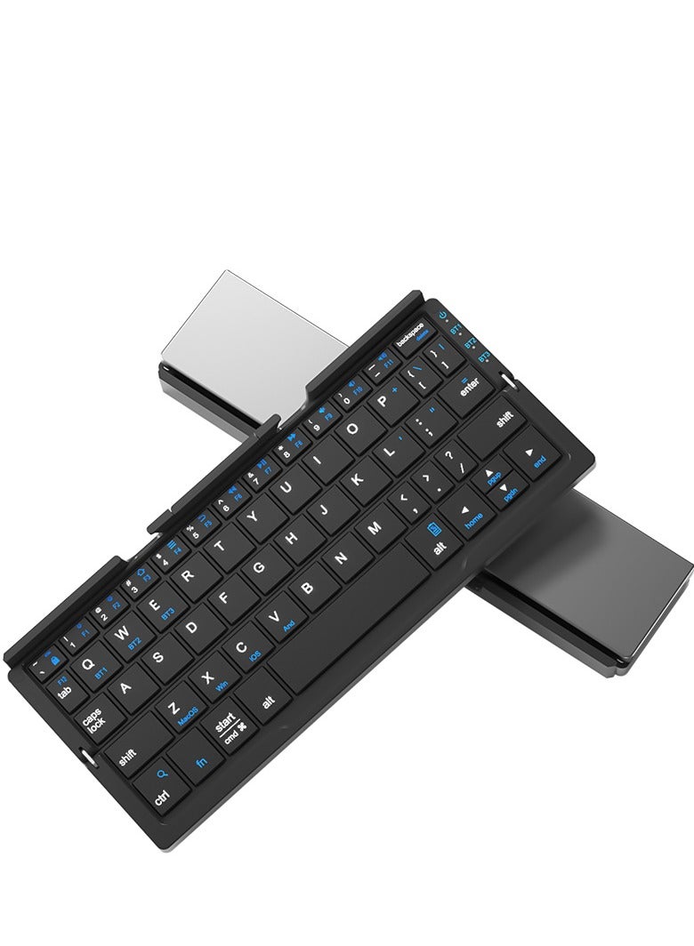 GULFLINK Mini Foldable Bluetooth Keyboard With Magnetic Stand, Aluminum Alloy Mini Quiet Folding Keyboard Android, Rechargeable Keyboard For Tablet, iPad, Phones Black - Image 1