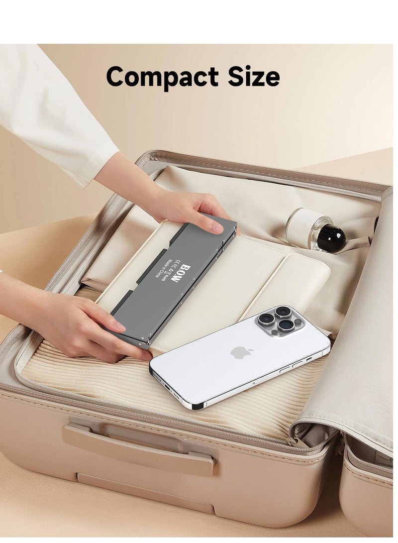 GULFLINK Mini Foldable Bluetooth Keyboard With Magnetic Stand, Aluminum Alloy Mini Quiet Folding Keyboard Android, Rechargeable Keyboard For Tablet, iPad, Phones Black - Image 4