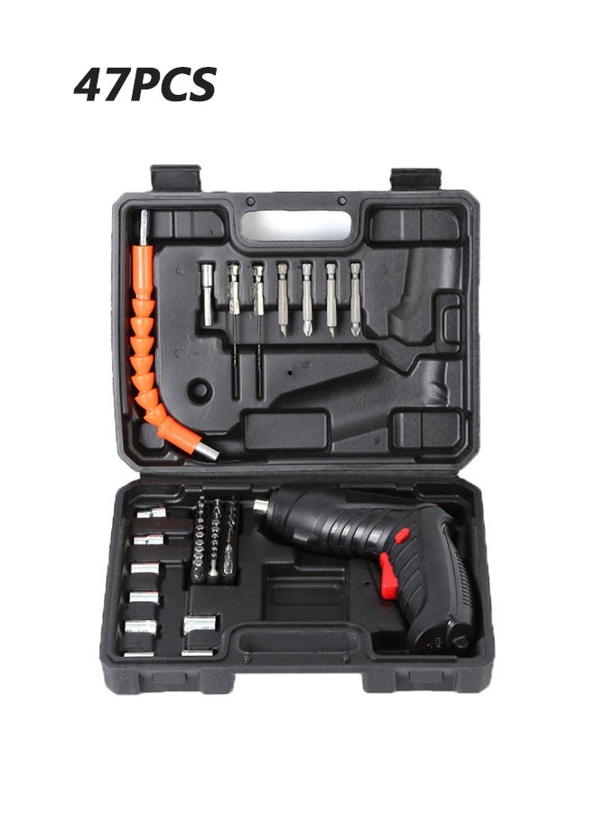 NIBEMINENT - 47 Pcs Electric Screwdriver Set, Rechargeable Electric Power Screwdriver Set with Pivoting Handle & LED Light, Cordless Screwdriver Bit, USB Charging Cable, Carrying Case - Image 1