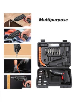 NIBEMINENT 47 Pcs Electric Screwdriver Set, Rechargeable Electric Power Screwdriver Set with Pivoting Handle & LED Light, Cordless Screwdriver Bit, USB Charging Cable, Carrying Case  - Image 5