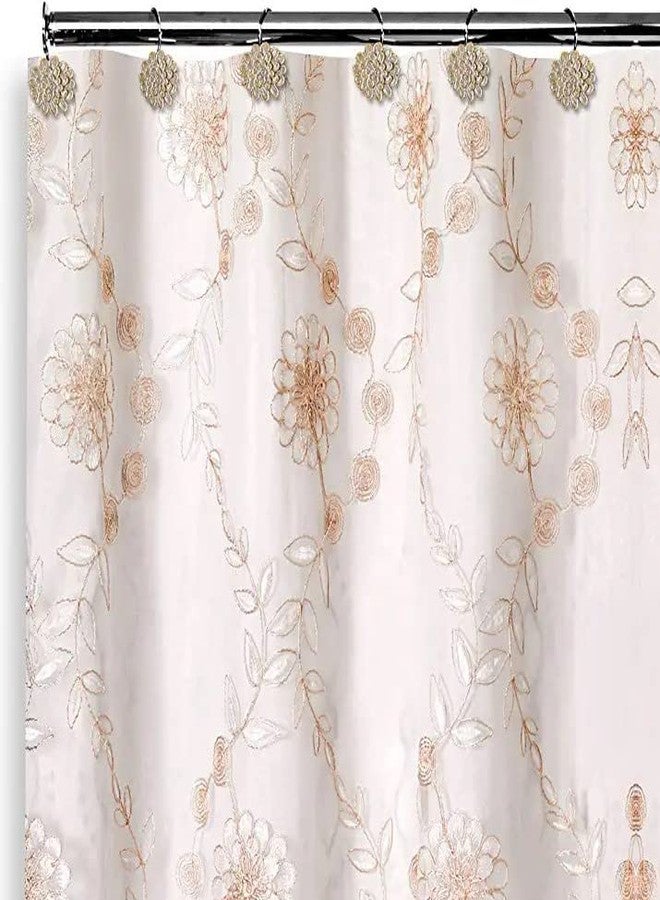 Popular Bath Shower Curtain Rose Vine, Beige-Taupe - Image 2