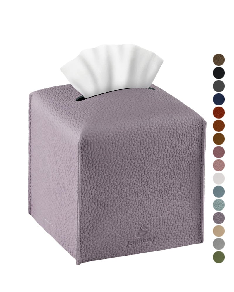 Jeethemy غطاء صندوق المناديل جيثيمي مربع من جلد PU حافظة مناديل عصرية حافظة ورق الوجه موزع 5X5X5 فردي بنفسجي