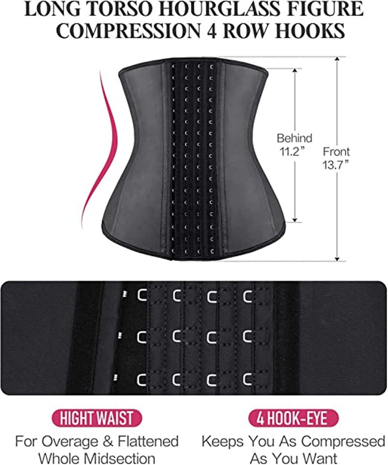 ELECDON Waist Trainer Body Shaper Underbust Waist Corsets for Women Latex 9 Steel Bones Breathable Plus Size Tight Fit for Waist Training Help with Posture, L - Image 4